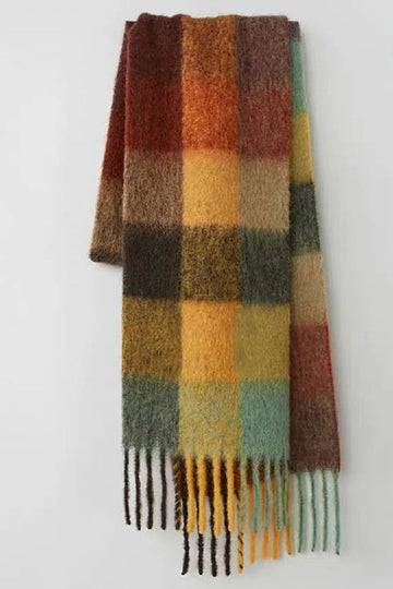 Gul kaffe Faux Cashmere Plaid Tørklæde